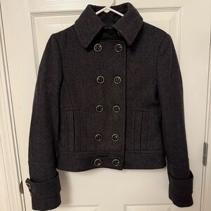 Short Wool Blend Military Style Coat